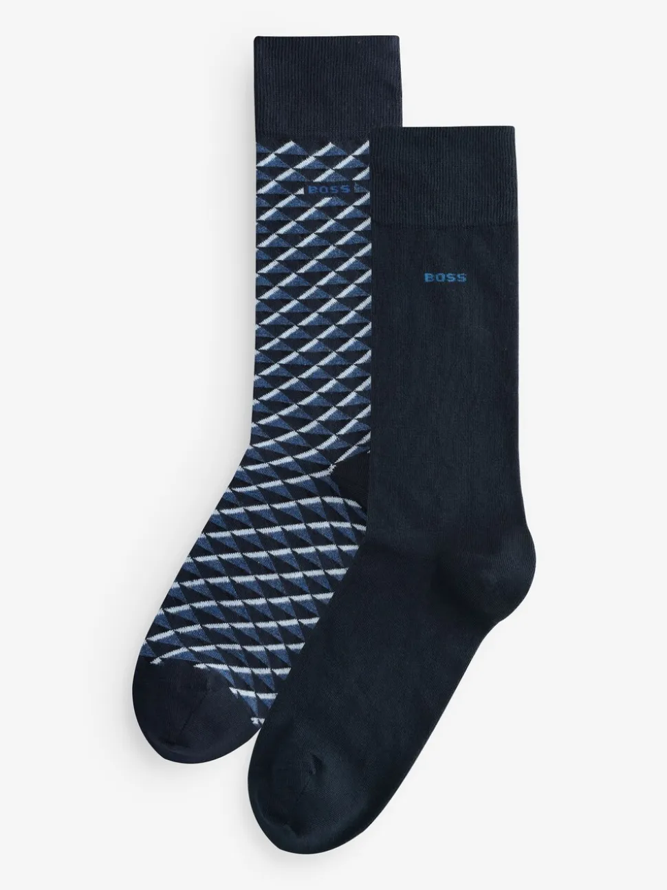 BOSS Blue Patterned Logo Socks 2 Pack