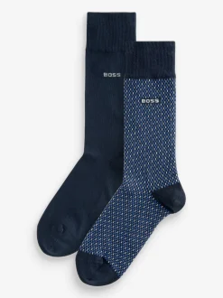 BOSS Blue Printed Socks 2 Pack