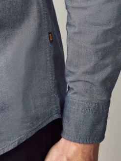 BOSS Blue Regular Fit Button Down Cotton Shirt