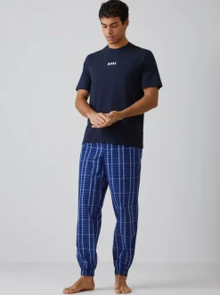 BOSS Blue Regular-Fit Logo Pyjamas Set