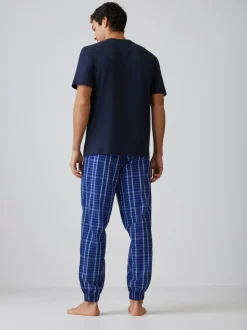 BOSS Blue Regular-Fit Logo Pyjamas Set