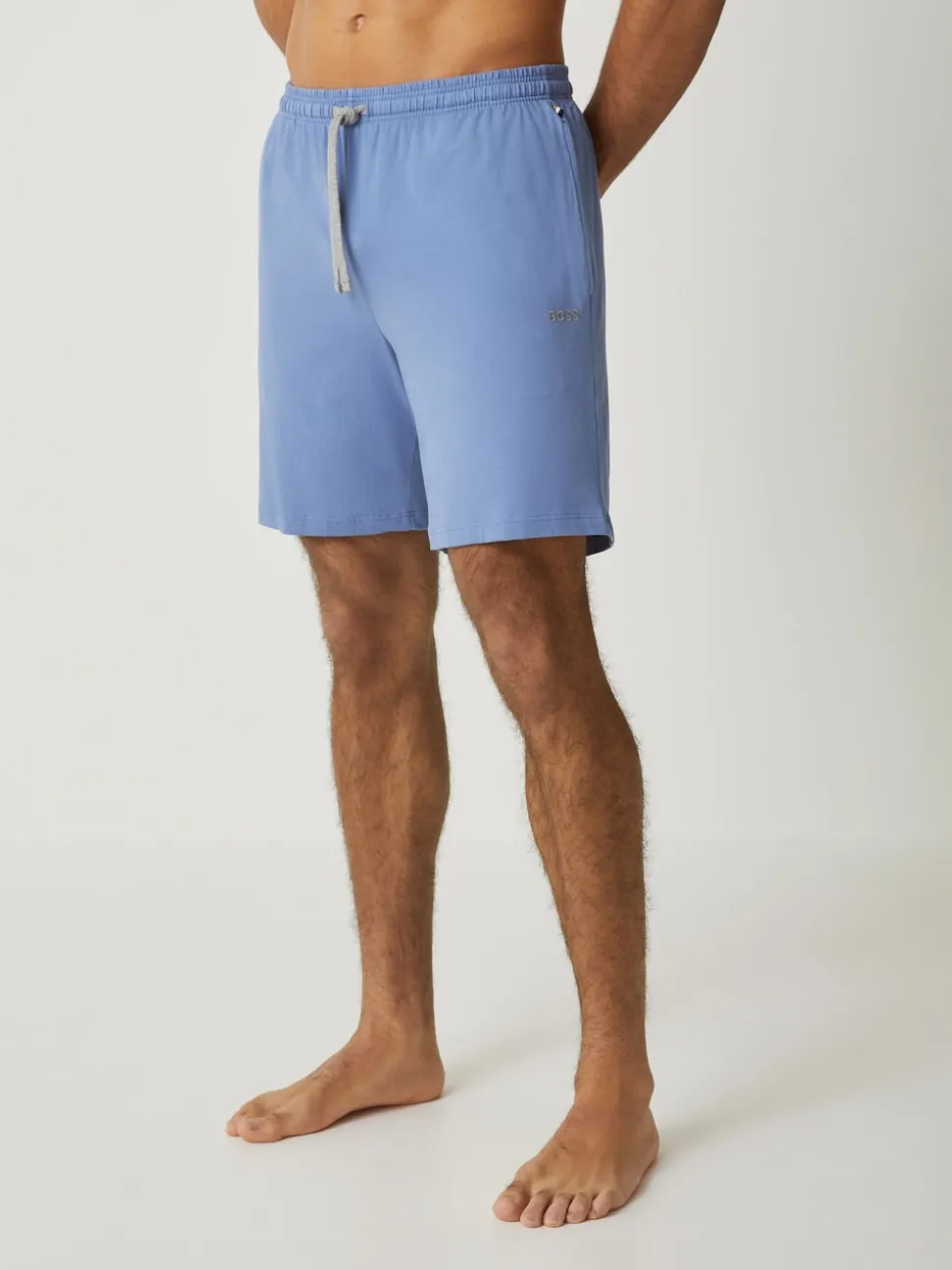 BOSS Blue Regular-Fit Logo Stretch Shorts