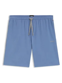 BOSS Blue Regular-Fit Logo Stretch Shorts