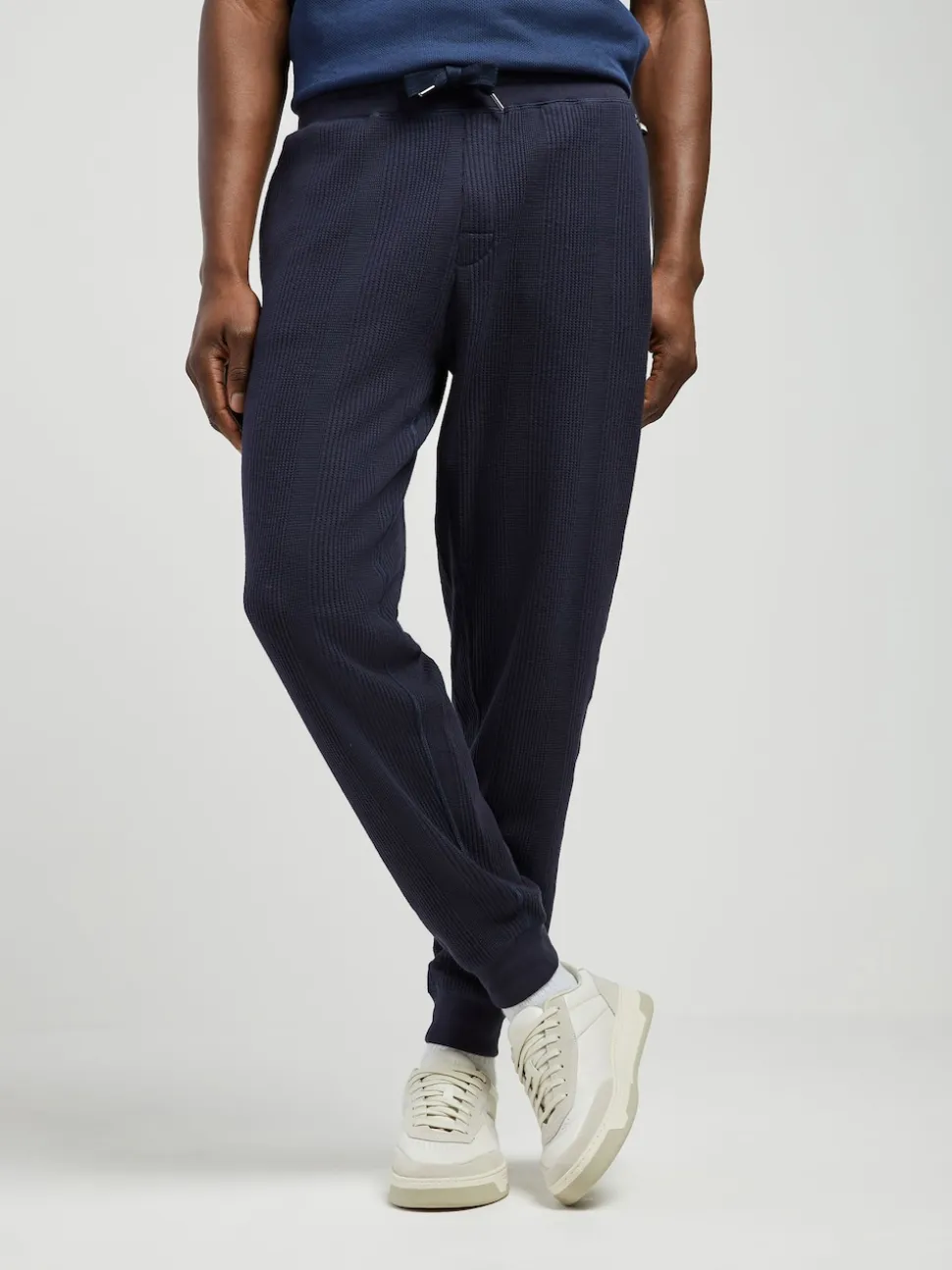 BOSS Blue Textured Logo Joggers