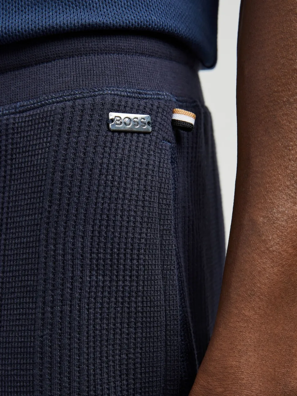 BOSS Blue Textured Logo Joggers