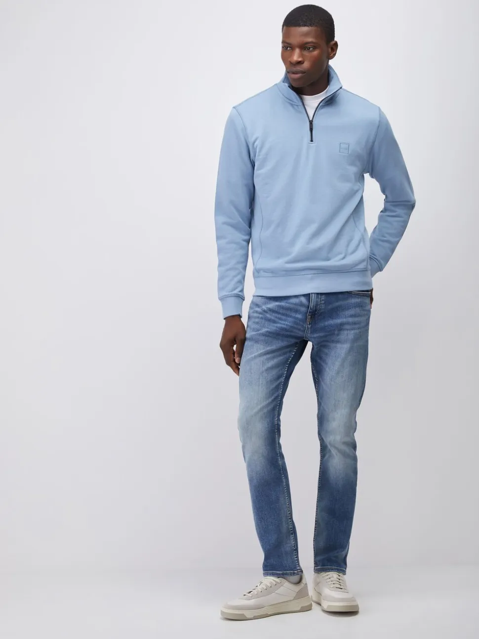 BOSS Blue Zetrust Logo Quarter Zip Sweatshirt