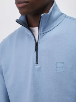 BOSS Blue Zetrust Logo Quarter Zip Sweatshirt