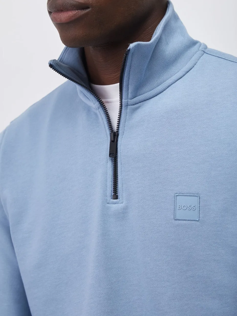 BOSS Blue Zetrust Logo Quarter Zip Sweatshirt