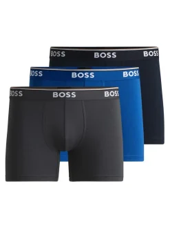 BOSS Blue/White Power Stretch Cotton 3 Pack Boxers