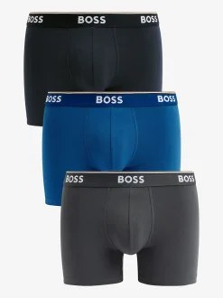 BOSS Blue/White Power Stretch Cotton 3 Pack Boxers