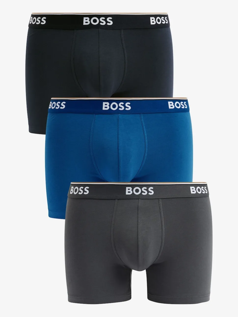 BOSS Blue/White Power Stretch Cotton 3 Pack Boxers