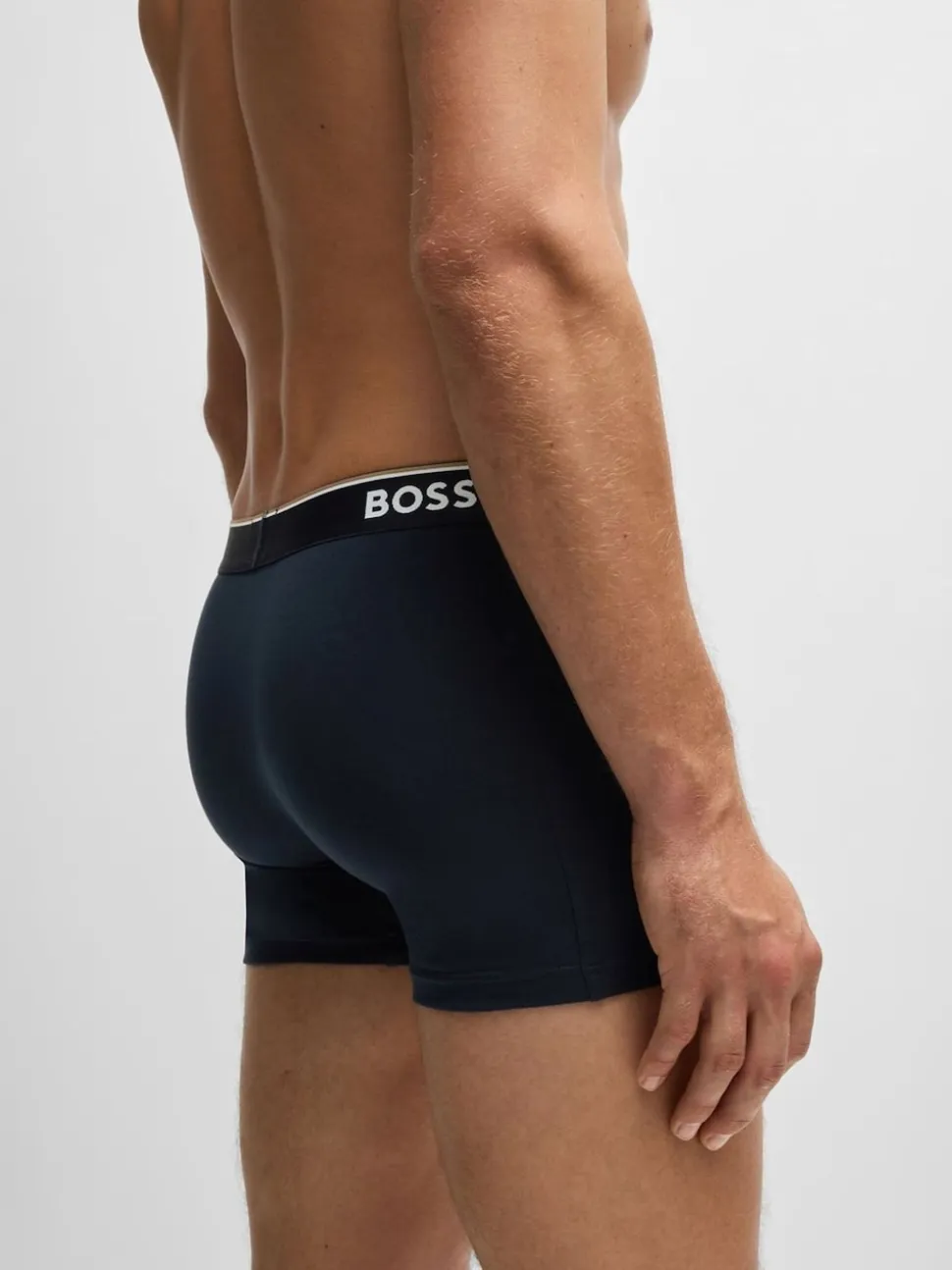 BOSS Blue/White Power Stretch Cotton 3 Pack Boxers