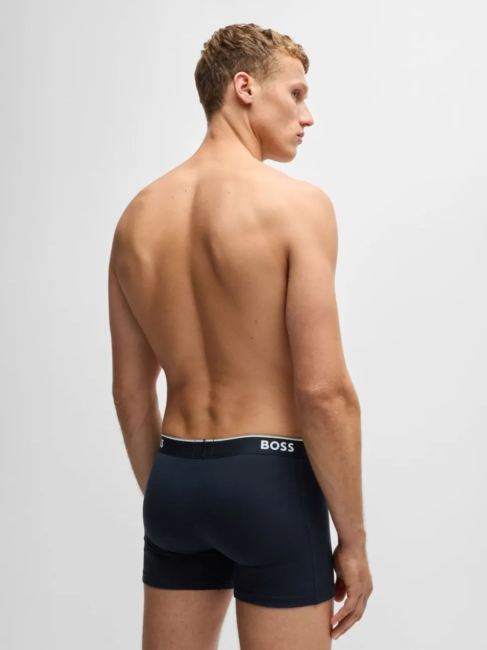 BOSS Blue/White Power Stretch Cotton 3 Pack Boxers