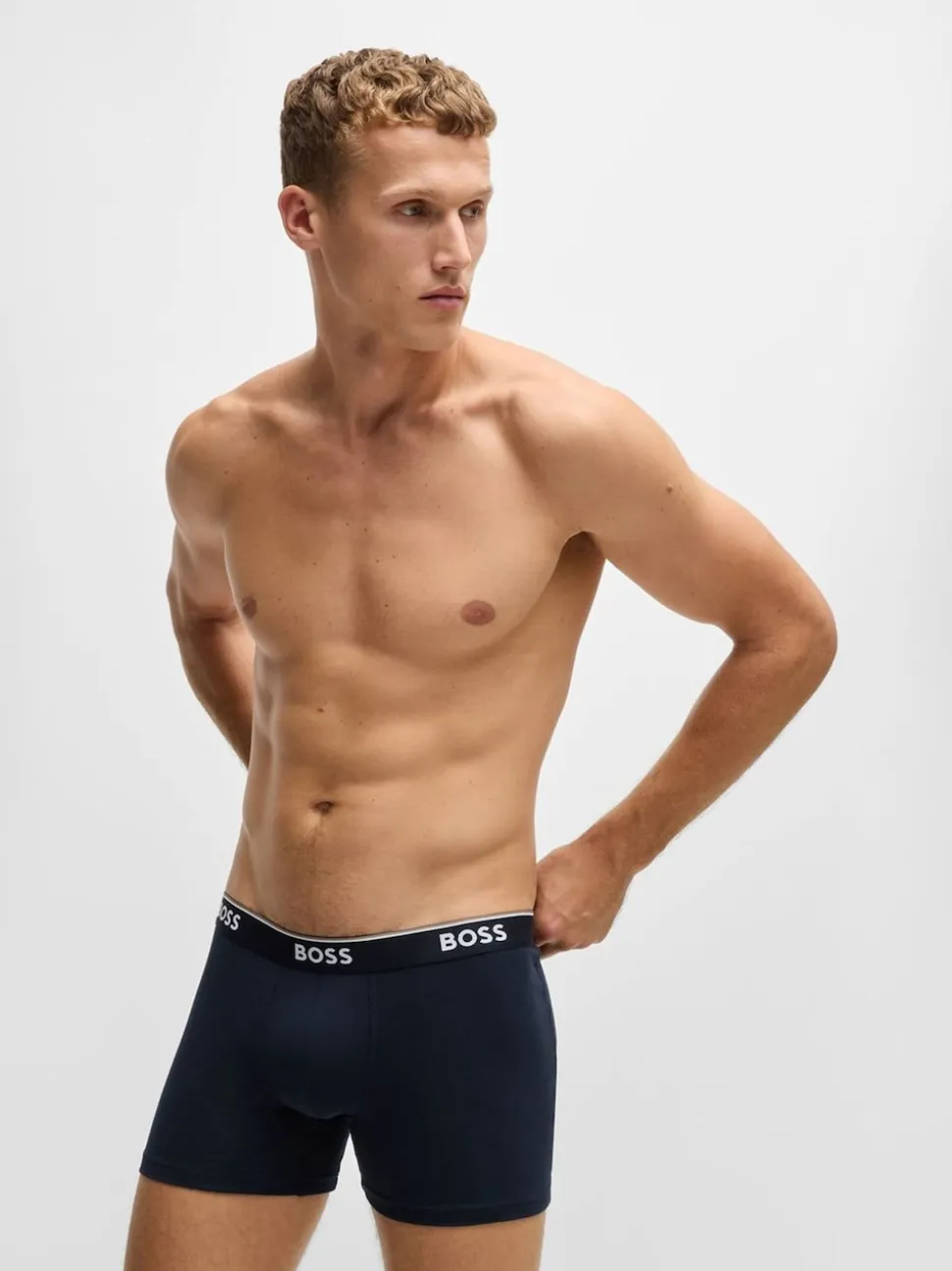 BOSS Blue/White Power Stretch Cotton 3 Pack Boxers