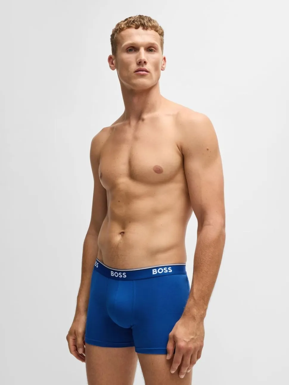 BOSS Blue/White Power Stretch Cotton 3 Pack Boxers