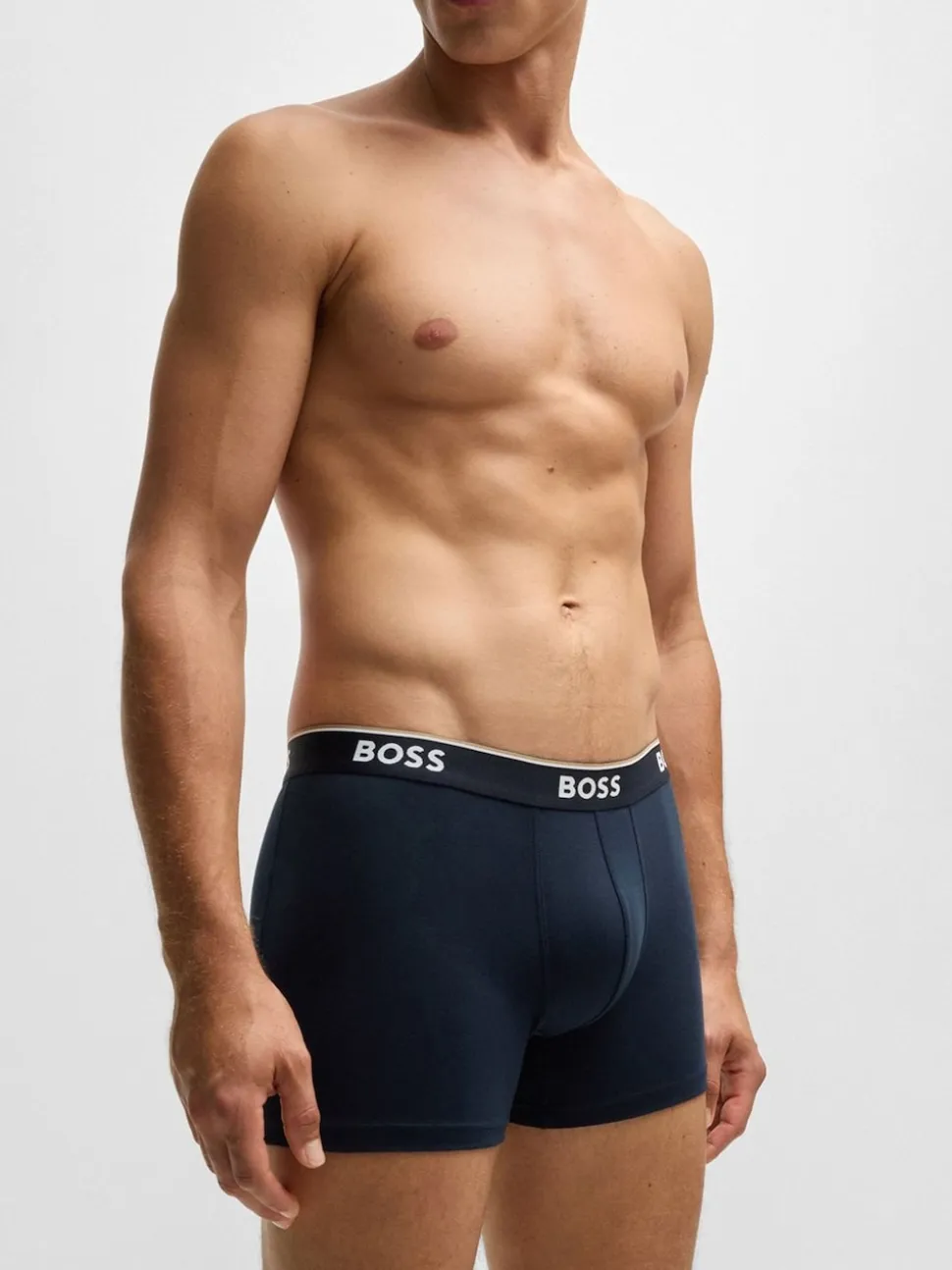 BOSS Blue/White Power Stretch Cotton 3 Pack Boxers