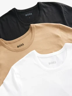 BOSS Brown/White/Black Classic Crew Neck T-Shirts 3 Pack