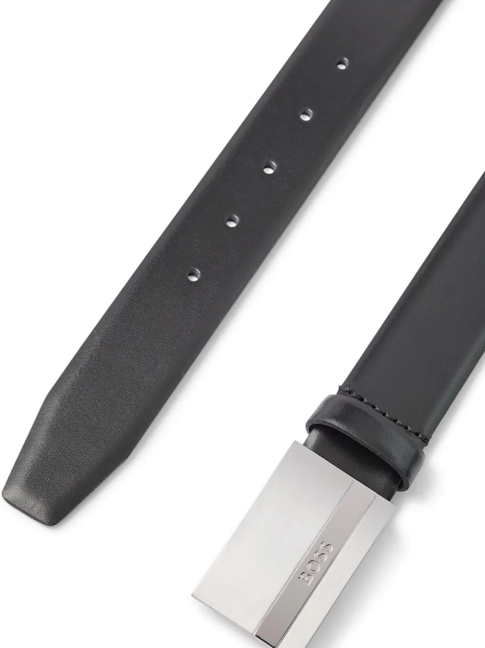 BOSS Cobalt Black Baxton Leather Belt
