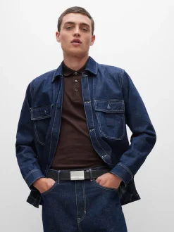 BOSS Cobalt Black Baxton Leather Belt