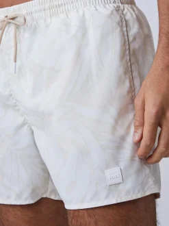 BOSS Cream Piranha Printed Swim Shorts