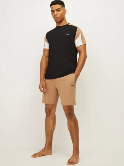 BOSS Cream Regular-Fit Logo Stretch Shorts