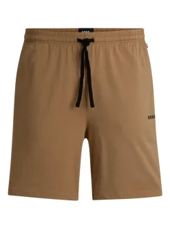 BOSS Cream Regular-Fit Logo Stretch Shorts