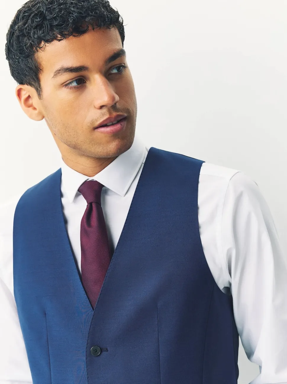 BOSS Dark Blue Slim Fit Tailored Waistcoat