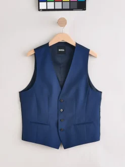 BOSS Dark Blue Slim Fit Tailored Waistcoat