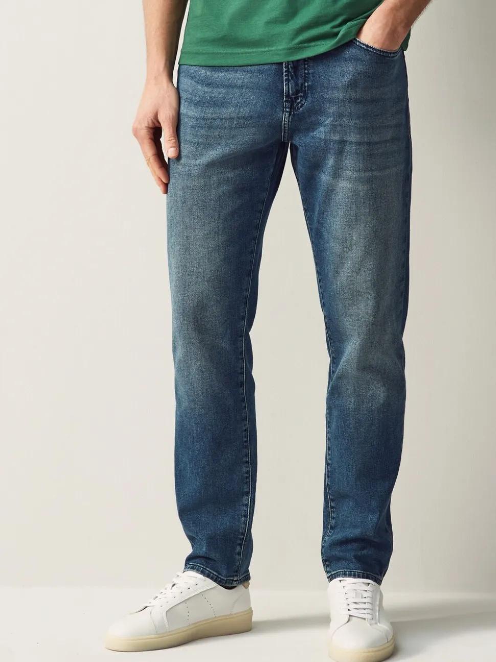 BOSS Denim Blue Tapered Fit Comfort Stretch Denim Jeans
