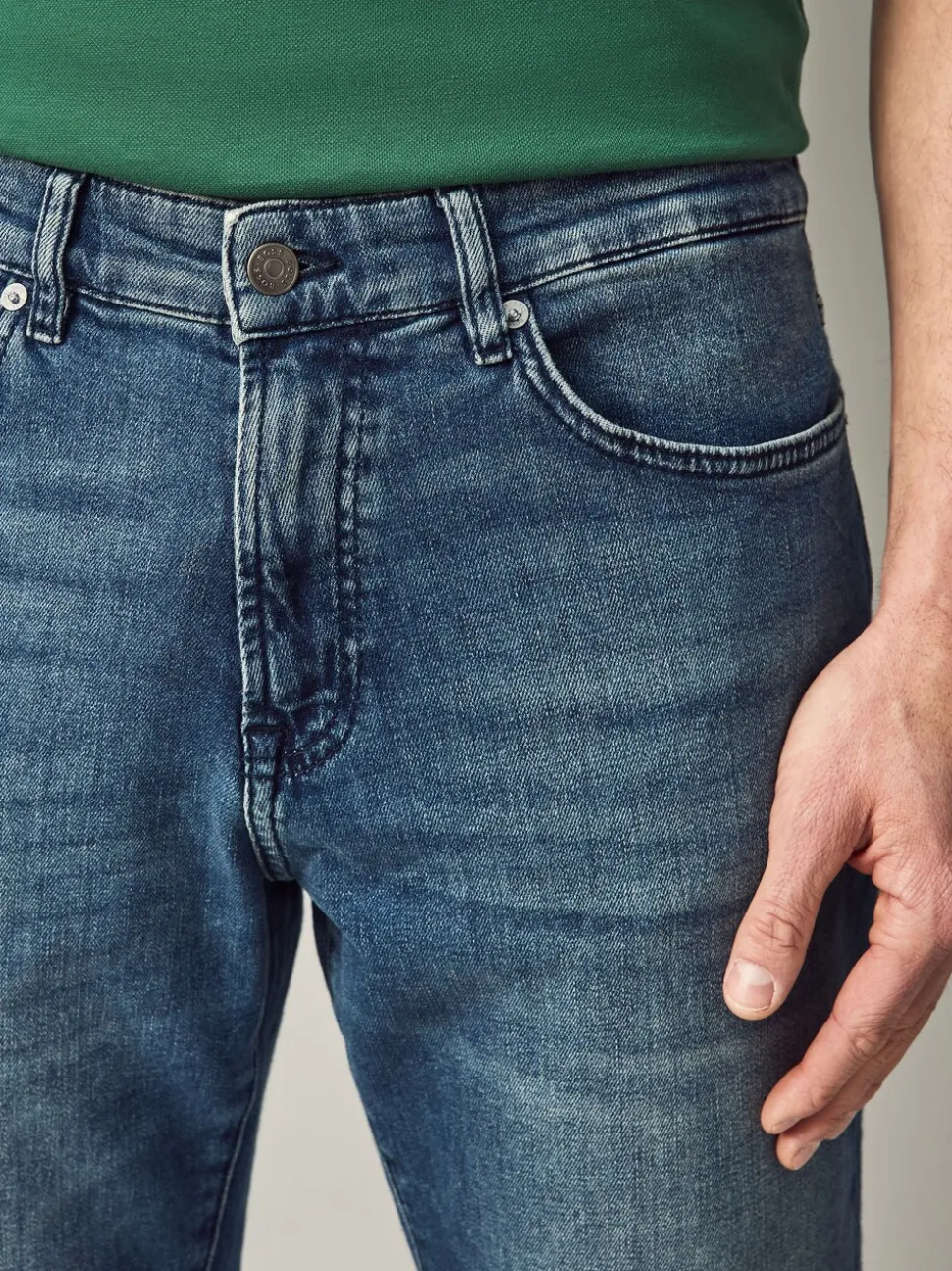 BOSS Denim Blue Tapered Fit Comfort Stretch Denim Jeans