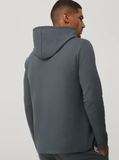 BOSS Green Waffle Long Sleeve Hooded Top