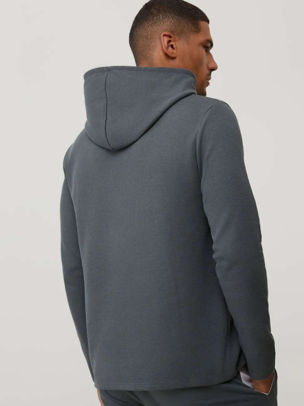 BOSS Green Waffle Long Sleeve Hooded Top