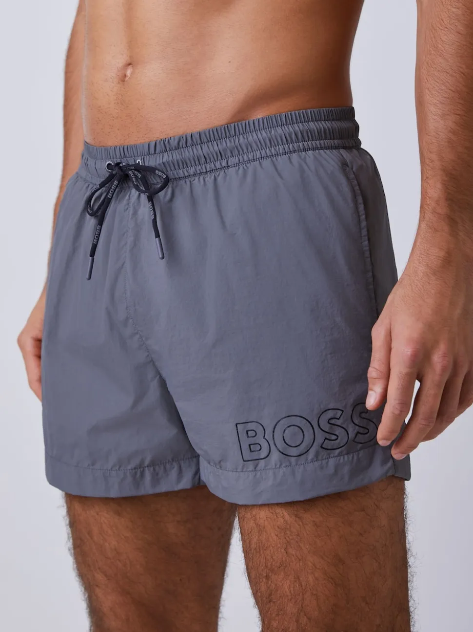 BOSS Grey Mooneye Logo Swim Shorts