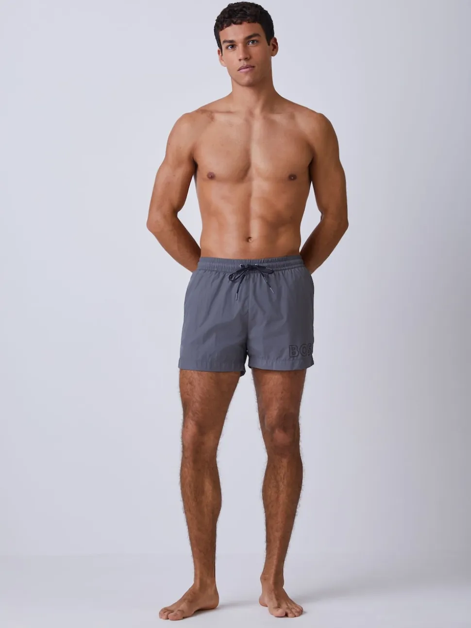 BOSS Grey Mooneye Logo Swim Shorts