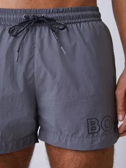 BOSS Grey Mooneye Logo Swim Shorts