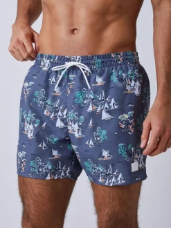 BOSS Grey Piranha Printed Swim Shorts