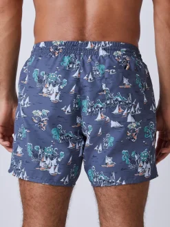 BOSS Grey Piranha Printed Swim Shorts
