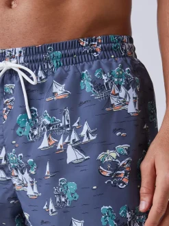 BOSS Grey Piranha Printed Swim Shorts