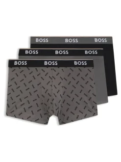 BOSS Grey Power Logo Boxer Trunks 3 Pack