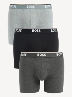 BOSS Grey Power Stretch Cotton 3 Pack Boxers
