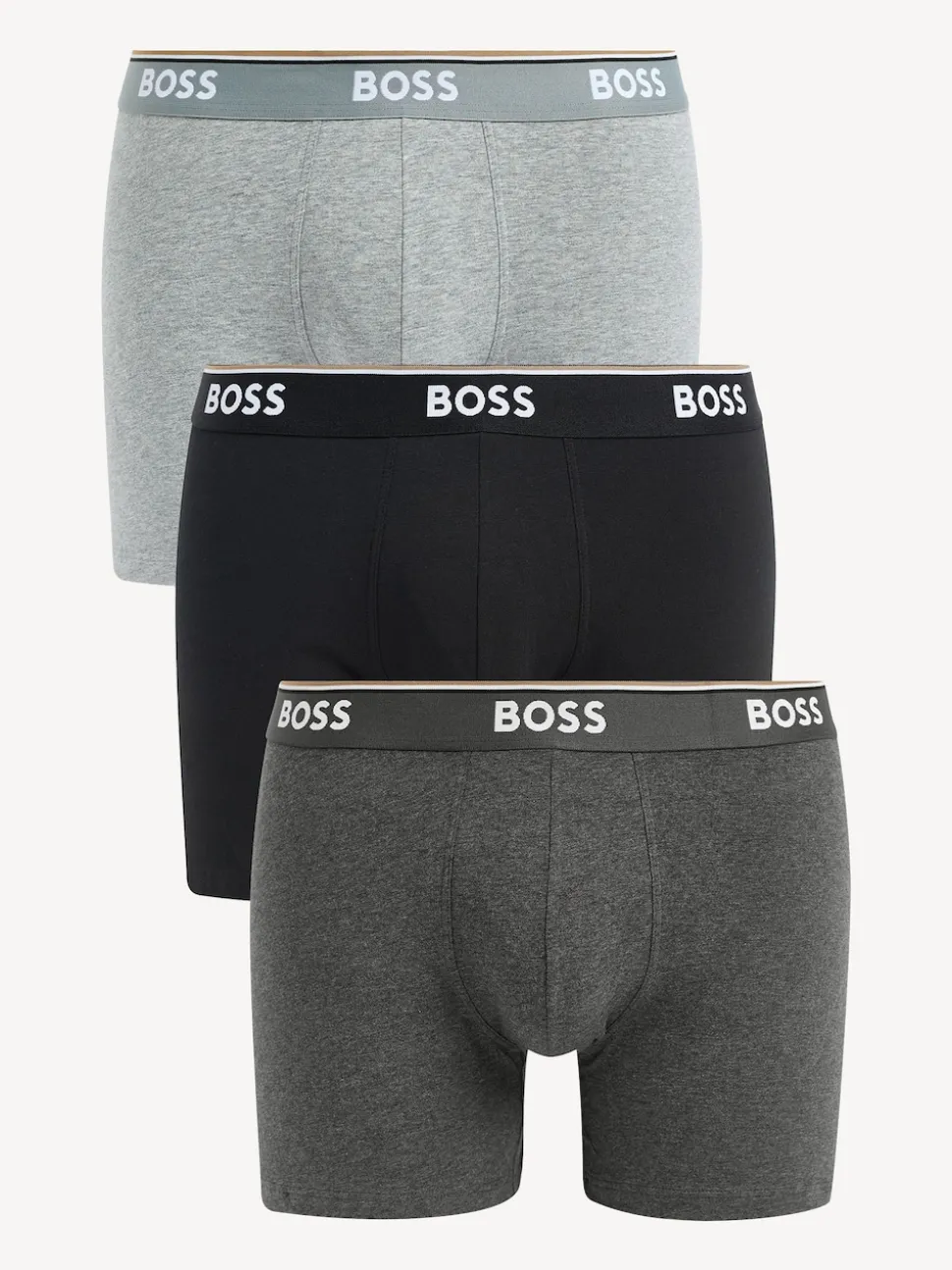 BOSS Grey Power Stretch Cotton 3 Pack Boxers