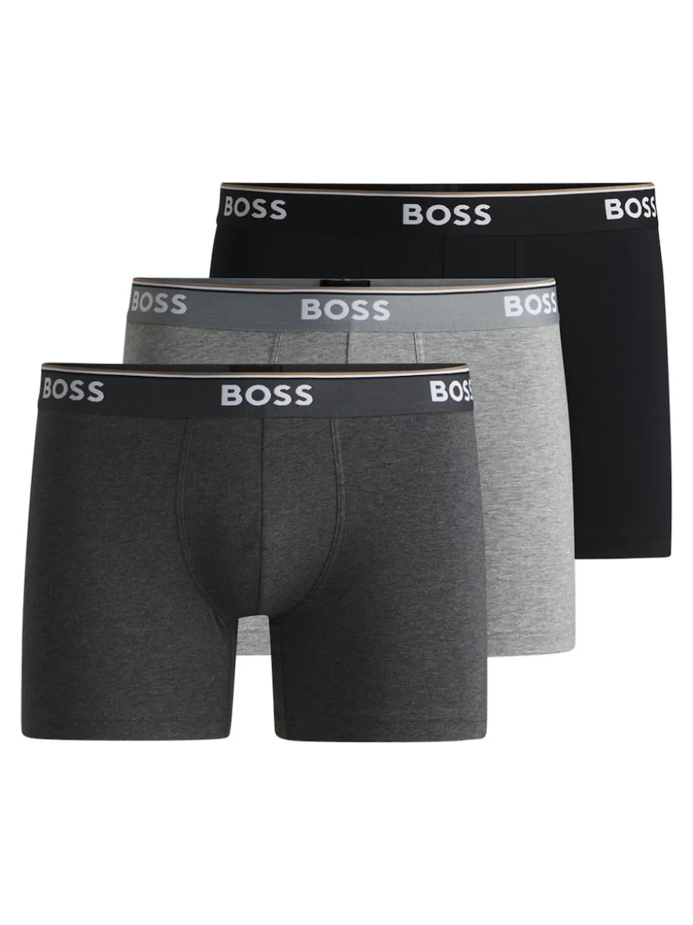 BOSS Grey Power Stretch Cotton 3 Pack Boxers