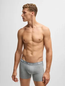 BOSS Grey Power Stretch Cotton 3 Pack Boxers