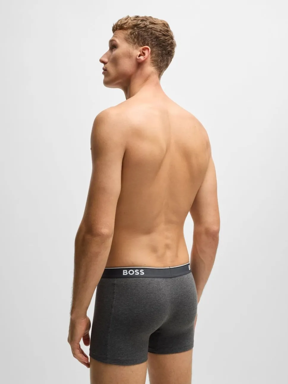 BOSS Grey Power Stretch Cotton 3 Pack Boxers