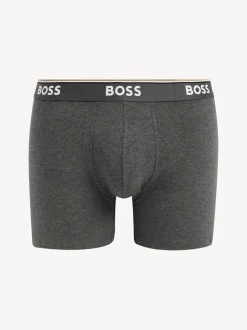 BOSS Grey Power Stretch Cotton 3 Pack Boxers