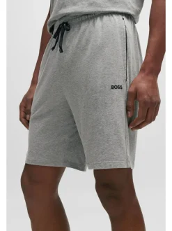 BOSS Grey Regular-Fit Logo Stretch Shorts
