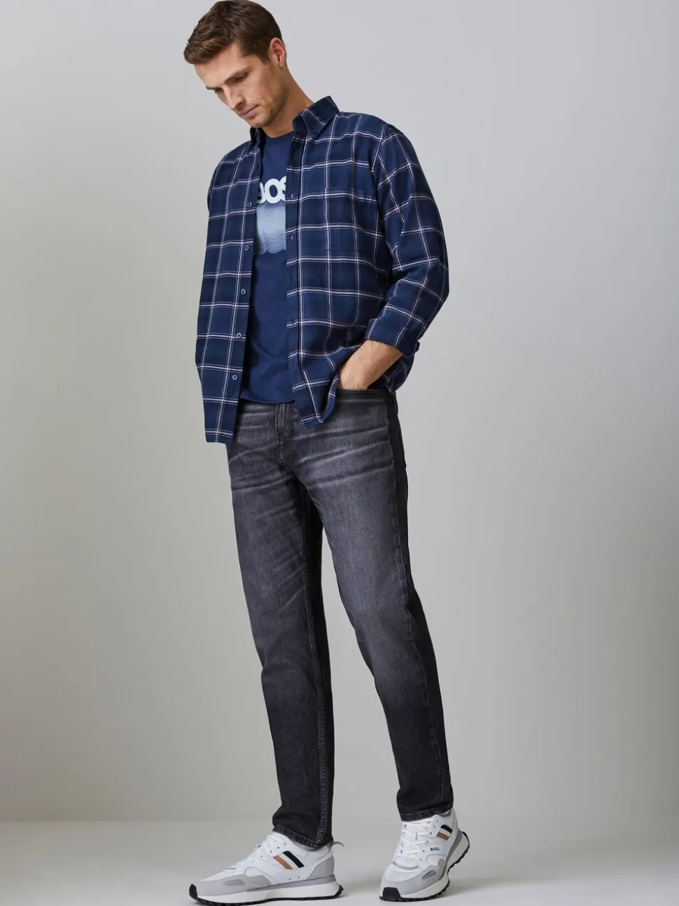 BOSS Grey Re.Maine Regular-Fit Stretch Denim Jeans