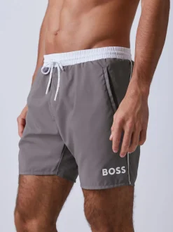 BOSS Grey Starfish Quick Dry Swim Shorts