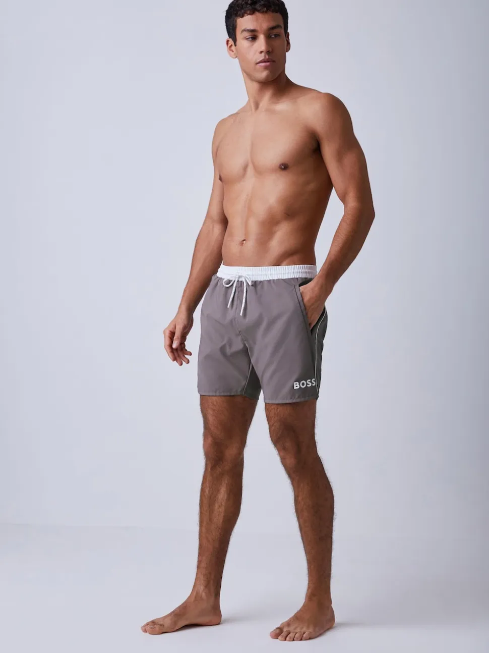 BOSS Grey Starfish Quick Dry Swim Shorts