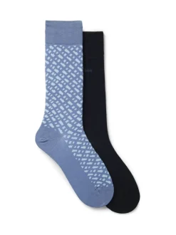 BOSS Light Blue Monogram Socks 2 Pack